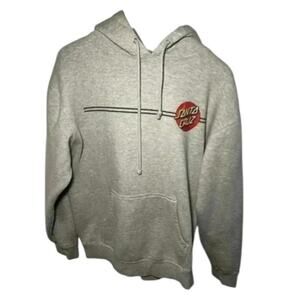 Santa Cruz Dot Logo Hoodie – Gray Pullover Sweatshirt – Size Large Skate